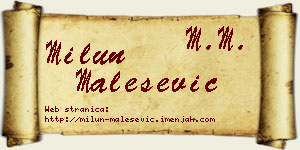 Milun Malešević vizit kartica
